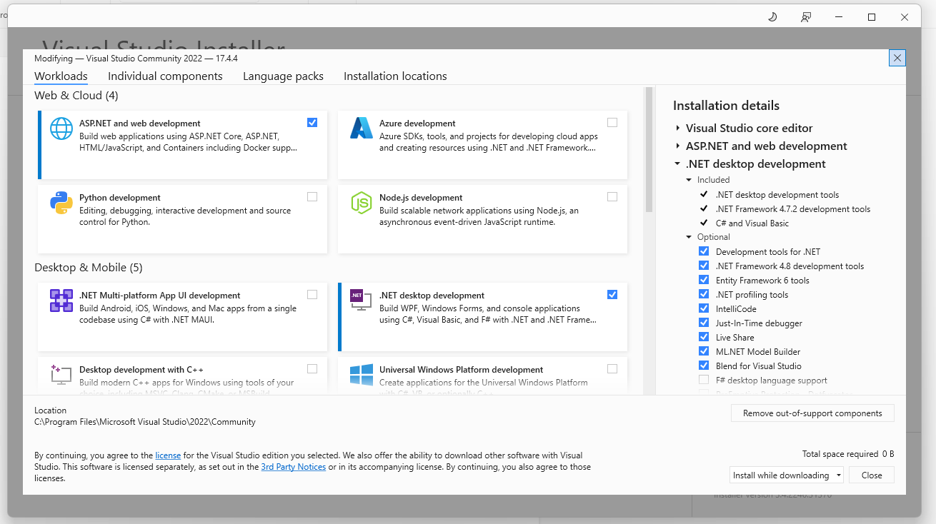 Visual Studio installeren