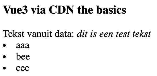 basis opzet VUE3 via CDN